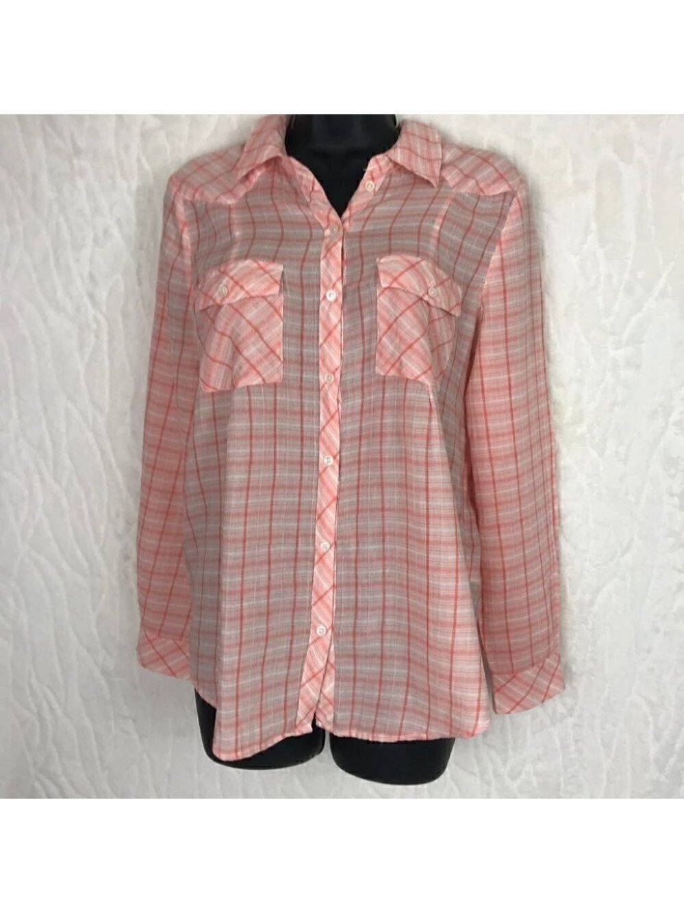 JOIE Plaid Western Style 100% Cotton Button  Down Shirt Size M